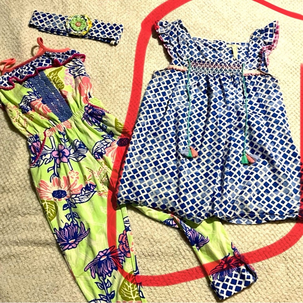 Matilda Jane Blue and White Diamond Print Top with Pink Tassel Accents